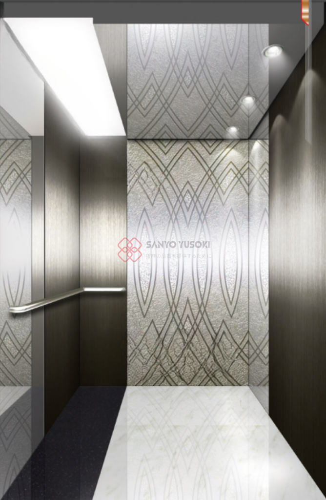 Sàn đá sang trọng, đơn giản cho mẫu cabin thang máy
