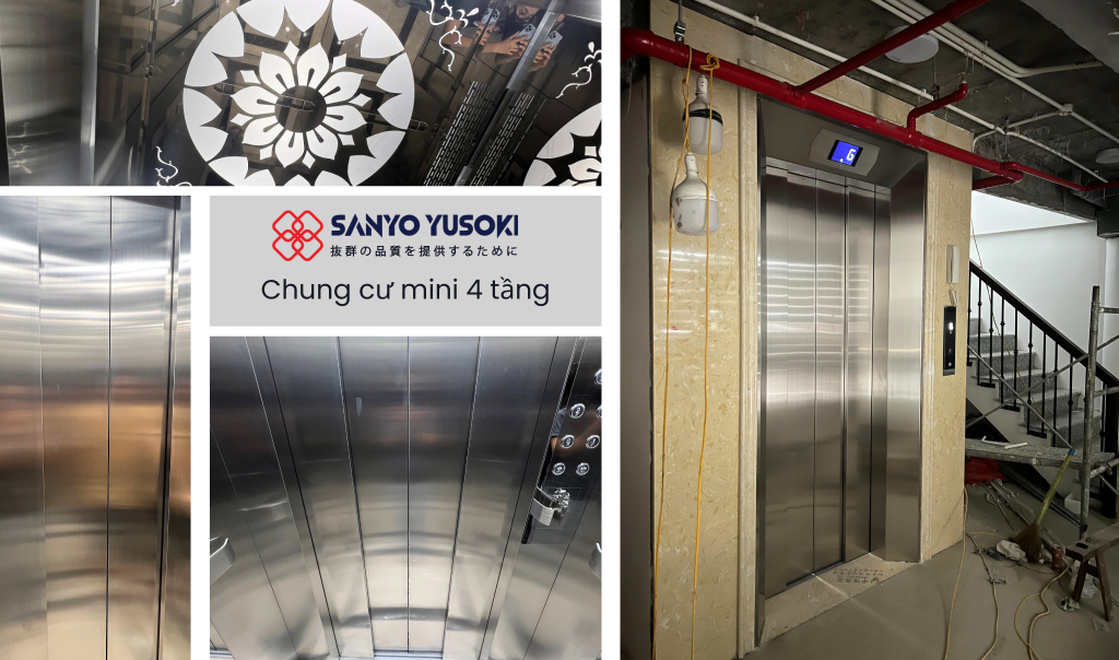 Thang máy Sanyo trong chung cư mini 5 tầng
