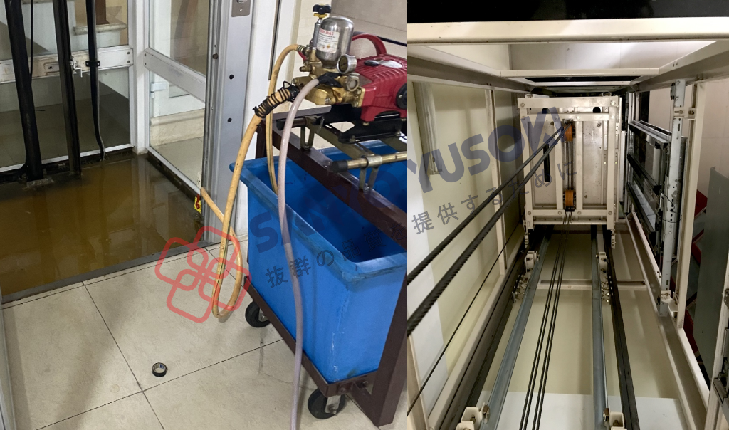 Tránh ngập cabin cần đưa cabin thang máy khi trời mưa bão đến