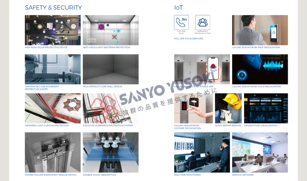 Thang máy tải khách Sanyo đầy đủ công nghệ hiện đại nhất