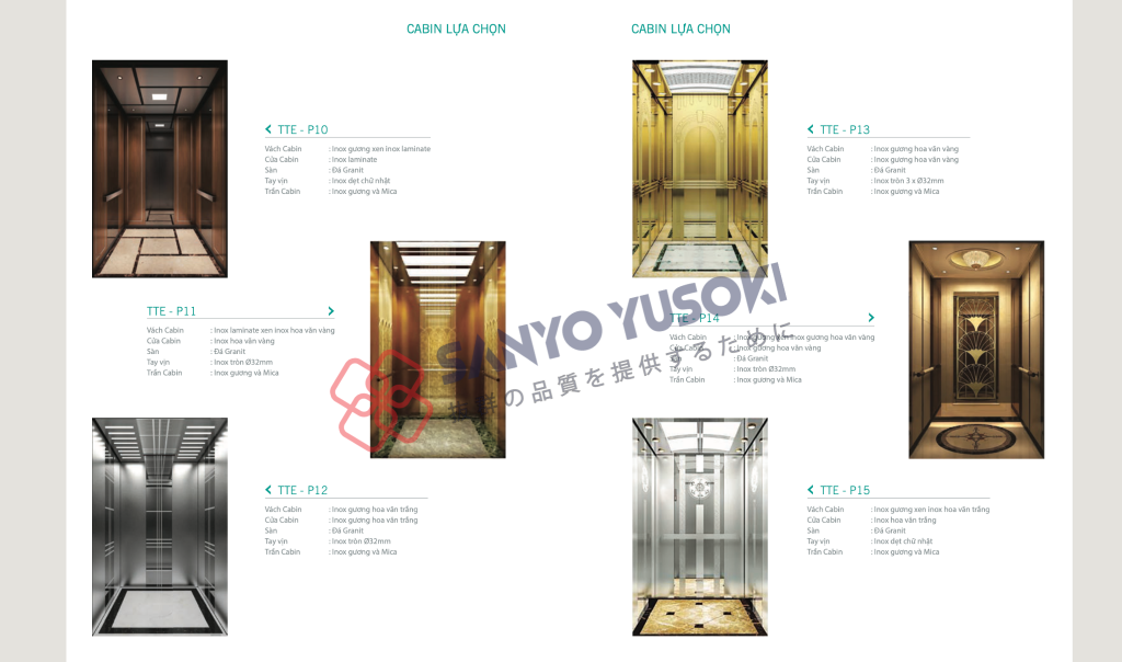 Thang máy tải khách Sanyo Yusoki tiêu chuẩn Nhật Bản